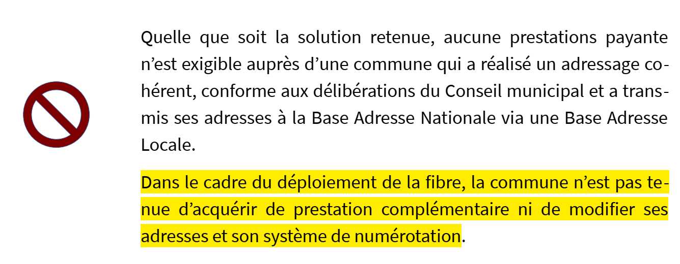 Extrait du guide des bonnes pratiques de l'adressage sur le site gouvernemental - (faute d'orthographe en première ligne incluse)